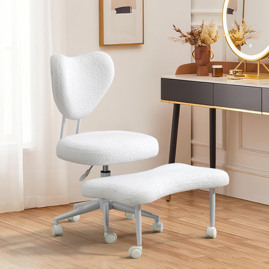 Meditation chair, an ergonomic cross-legged seating chair with lumbar support and a height-adjustable seat cushion, ideal for people engaged in high-intensity office work. Beige image 1