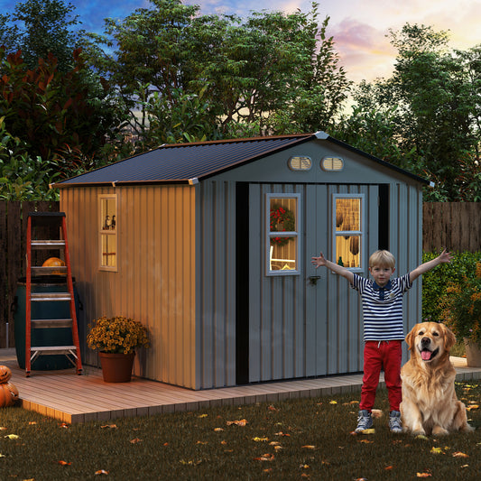 Outdoor Storage Shed, 8x8 protective film, four daylight Windows Lockable Doors,A practical and thoughtful gift,two colors can be freely selected white storage sheds image 1