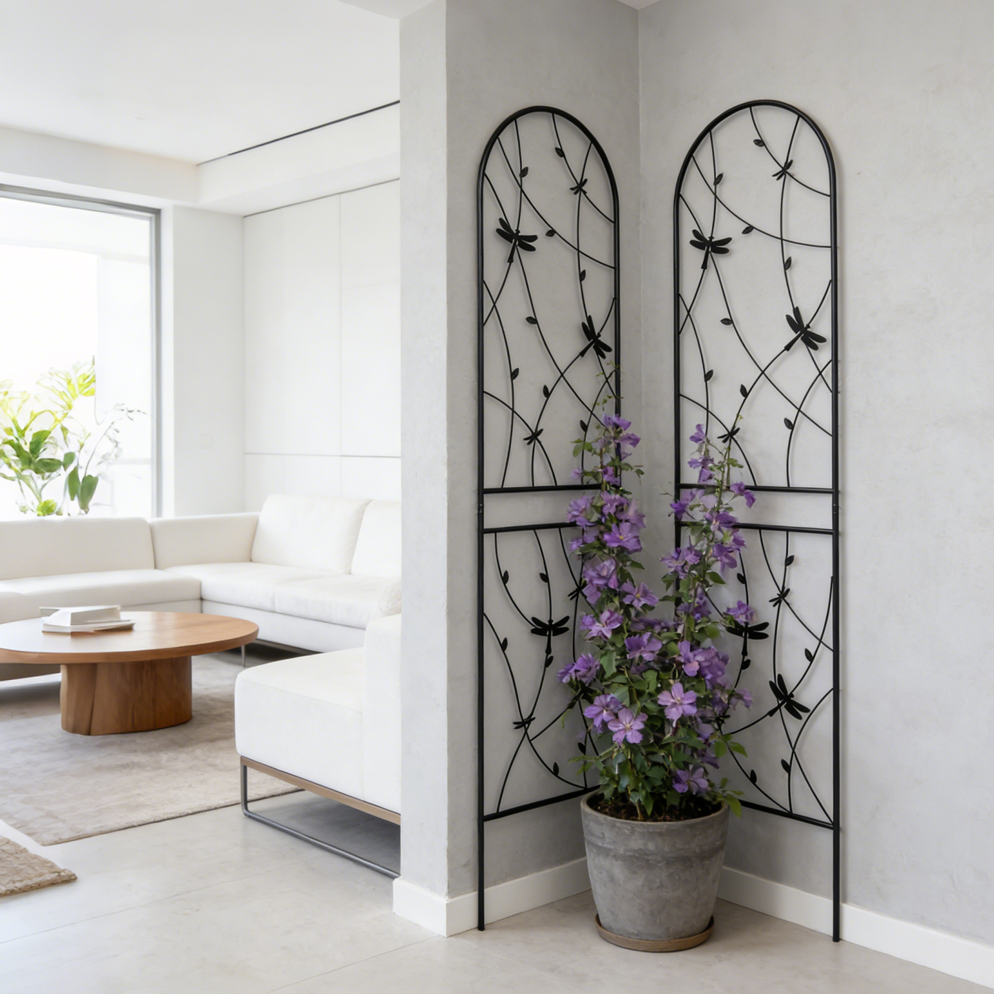 2 Pack Metal Garden Trellis 86.7" x 19.7" Rustproof Trellis for Climbing Plants Outdoor Flower Support Dragonfly Deco Black image 12