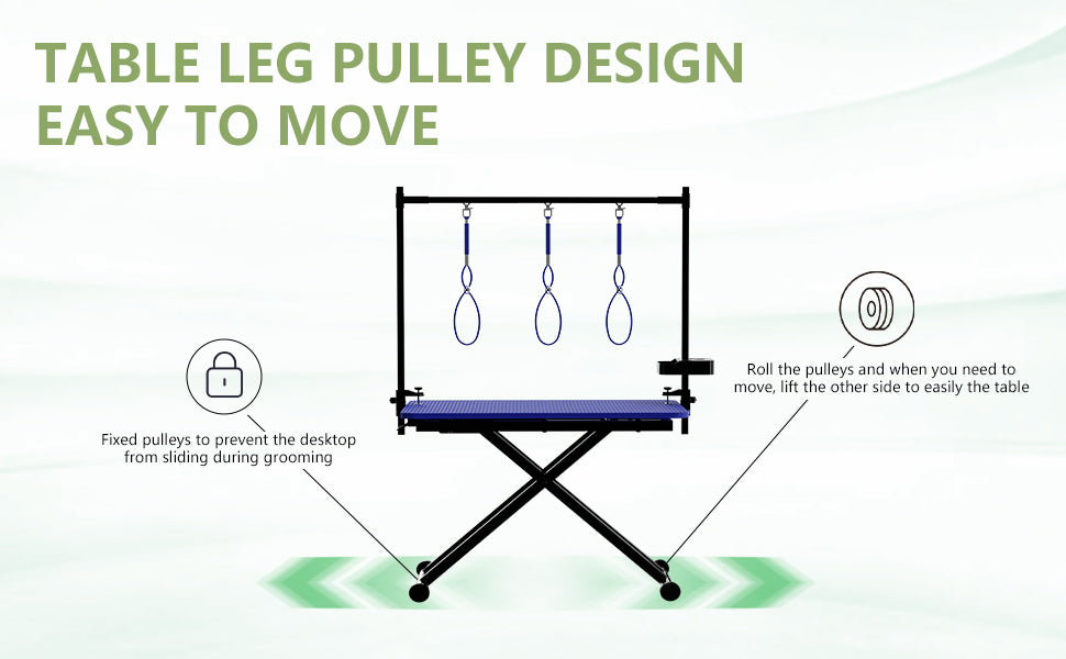 47'' Blue Large Dog Grooming Table X-Lift Foldable Grooming Table for Dogs at Home Adjustable Height Arms Pet Station with Nooses, Tool Organizer image 10