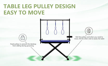 47'' Blue Large Dog Grooming Table X-Lift Foldable Grooming Table for Dogs at Home Adjustable Height Arms Pet Station with Nooses, Tool Organizer image 10