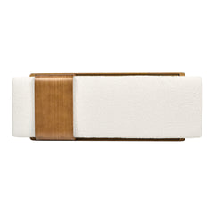 Billie 52" Modern Telephone Bench with Sliding Shelf, Ivory White Boucle