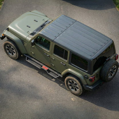 Running Boards with Two Stairs Design All-Steel Build, Bolt-on Side Steps Compatible with 2018-2026 Jeep Wrangler JL 4 Doors, Black Powder Coated Nerf Bar, Hexagonal Pipe Design. image 4