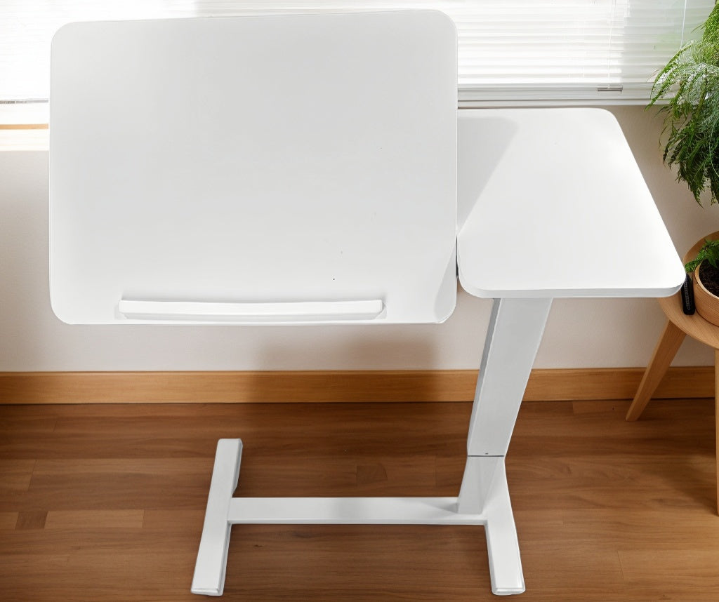 Overbed Bedside Desk, Mobile Rolling Laptop Stand Tilting Overbed Table with Wheels, Height Adjustable Tray Table for Laptop Bed Sofa Side Table, Bedside Table (WHITE) image 11