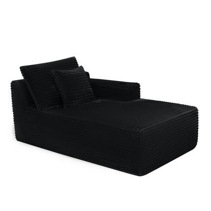 37.5-inch Right chaise longue with plush black velvet, cup holder, flexible matching, mainly for living room use. image 3