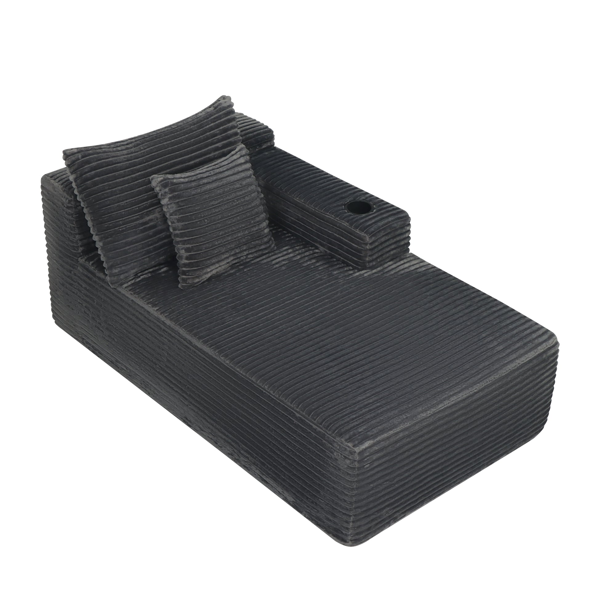 37.5-inch Right chaise longue with plush grey velvet, cup holder, flexible matching, mainly for living room use. image 5