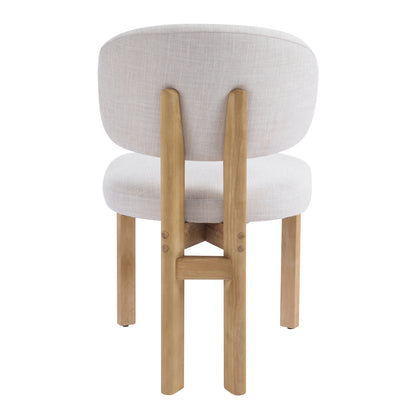 Beige Upholstered Scandinavian Natural Finished Frame Dining Chairs (Set of 2) image 10