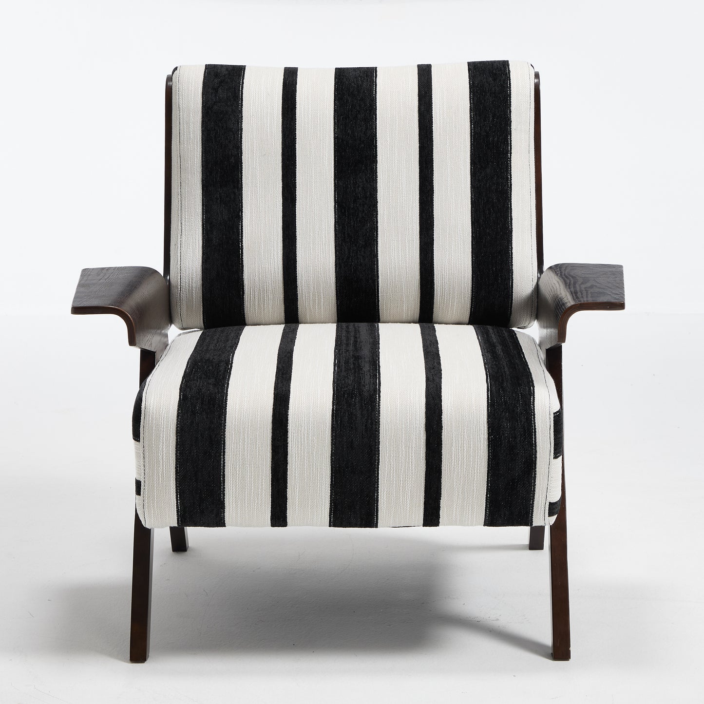 Modern armchair Widened armrests on both sides Solid wood legs Comfortable to sit on, casual reading chair, living room, bedroom, office Black and white stripes(One Pack) image 9