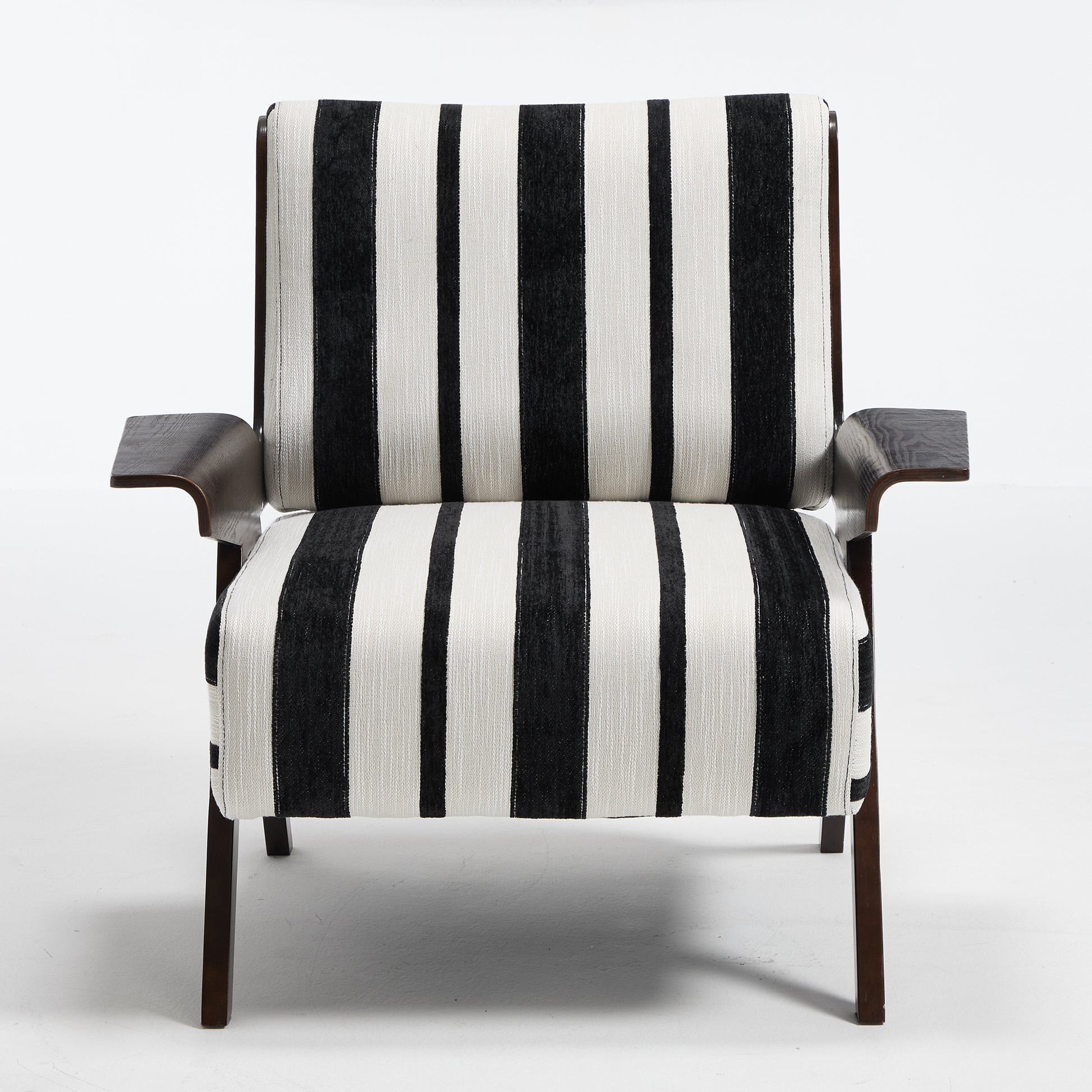 Modern armchair Widened armrests on both sides Solid wood legs Comfortable to sit on, casual reading chair, living room, bedroom, office Black and white stripes(One Pack) image 9