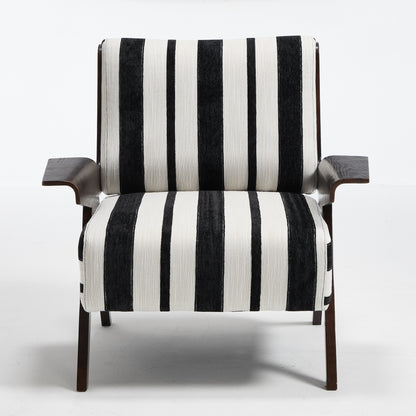 Modern armchair Widened armrests on both sides Solid wood legs Comfortable to sit on, casual reading chair, living room, bedroom, office Black and white stripes(One Pack) image 9