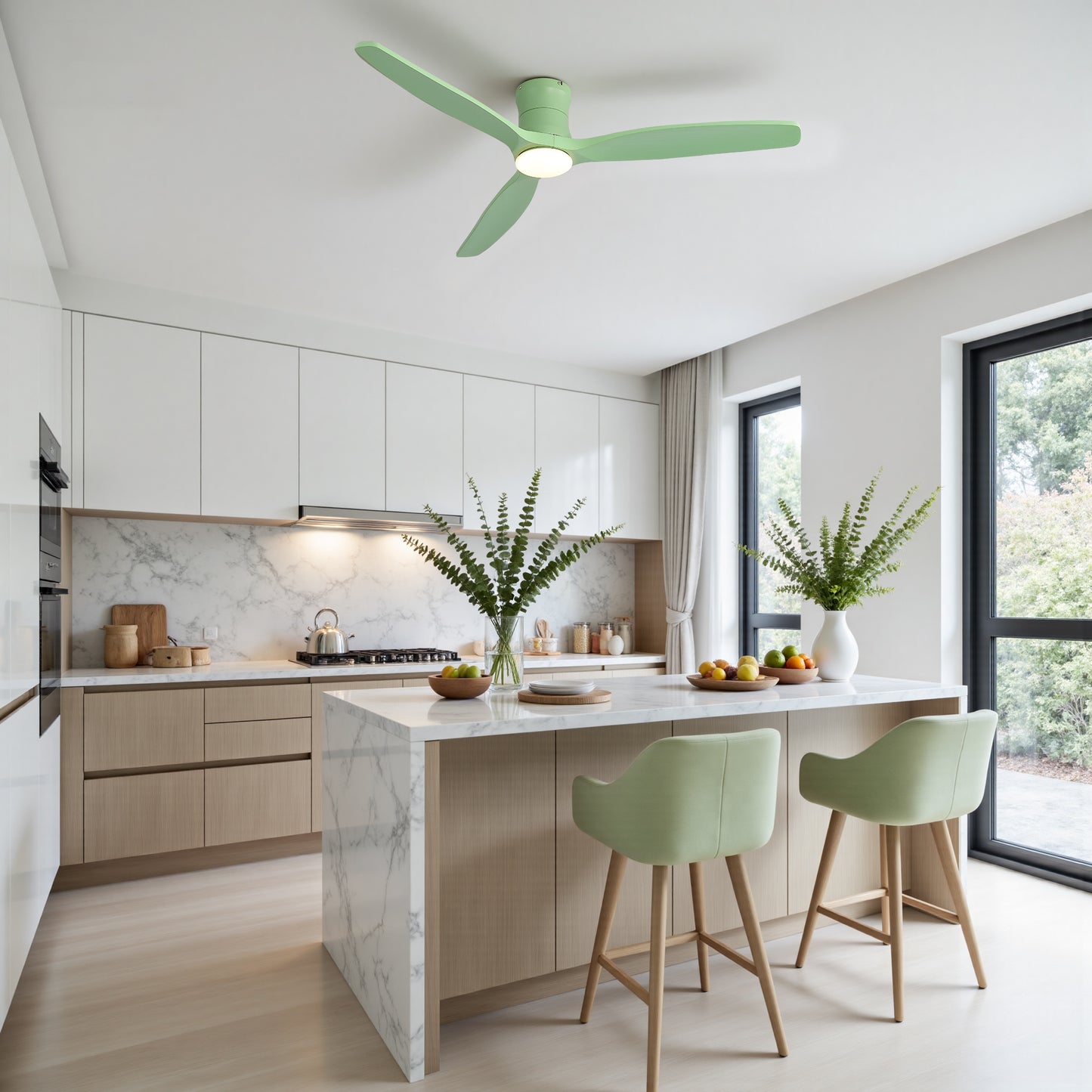 52-inch ceiling fan with light, solid wood blades, Dimmable Light with Memory Function, DC motor, Quiet operation image 4