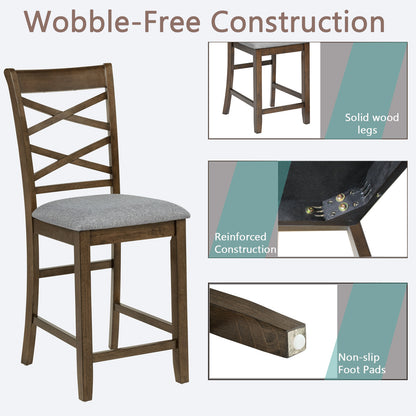 Dining Chairs Only, Wooden Counter Height Chairs Set of 4, Kitchen Chair with Padded Seat, Upholstered Counter Height Chair for Dining Room, Walnut image 6
