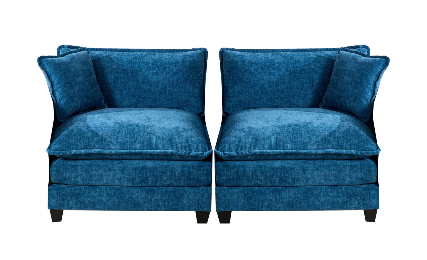 Cloud Sofa two Seats (the cushion on the armrest not included), Modern Sectional Couch, for Apartment, Comfy Double Layer Upholstered Seat Cushion, Breathable Chenille Fabric, Blue,SW504ABL image 1