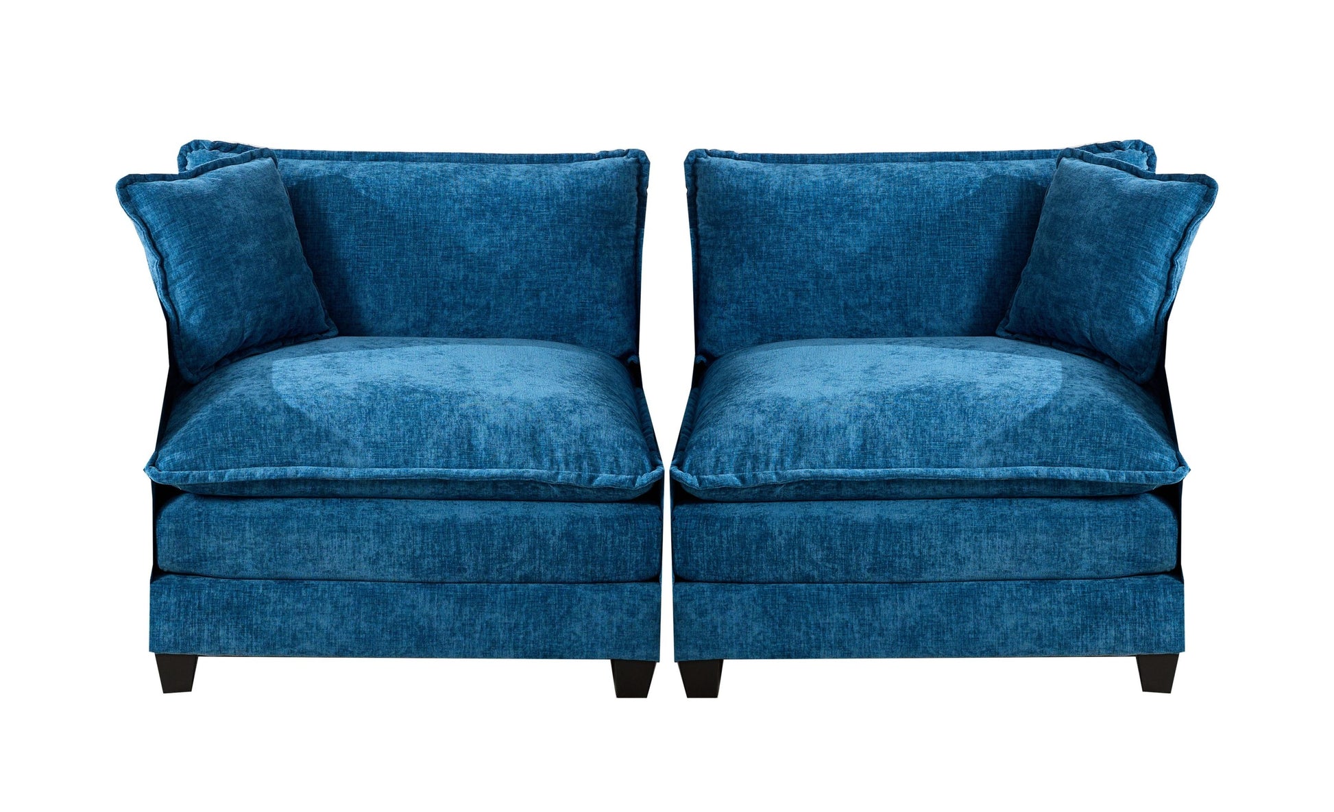 Cloud Sofa two Seats (the cushion on the armrest not included), Modern Sectional Couch, for Apartment, Comfy Double Layer Upholstered Seat Cushion, Breathable Chenille Fabric, Blue,SW504ABL image 1