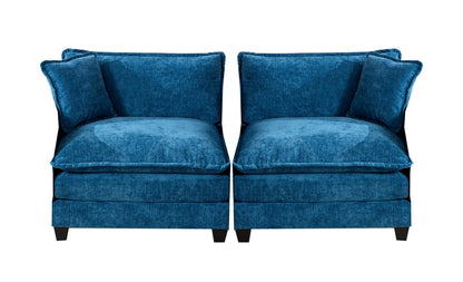 Cloud Sofa two Seats (the cushion on the armrest not included), Modern Sectional Couch, for Apartment, Comfy Double Layer Upholstered Seat Cushion, Breathable Chenille Fabric, Blue,SW504ABL image 1