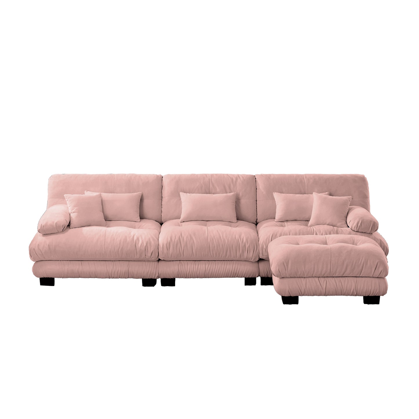 Luxury Modular Sectional Sofa Couch,Oversized L Shaped Cloud Couch for Living Room,Deep Seat Sofa Couch with Convertible Ottoman,Chenille Pink image 11