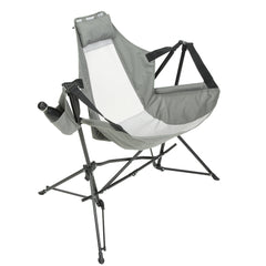 Hammock Camping Chair, Folding Portable Rocking Chair, Aluminum Alloy Adjustable Back Swinging Chair with Pillow Cup Holder, Recliner with Carry Bag for Outdoor Travel Lawn Backyard, Black