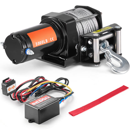 Electric Winch ATV UTV 3000 lb Steel Cable IP55 Waterproof Wired Control image 8