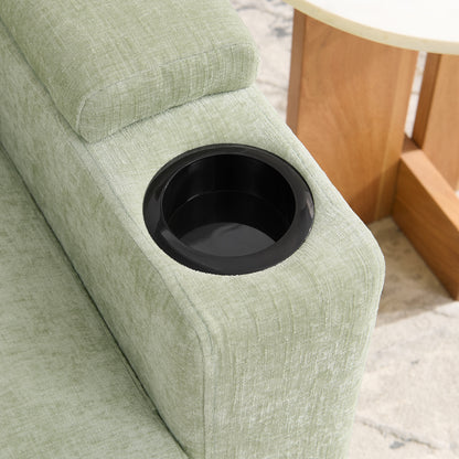 Single sofa recliner with manually adjustable backrest, USB charging port on the armrest side, phone stand included, hidden armrest storage, and a matching storage ottoman-Cyan image 10