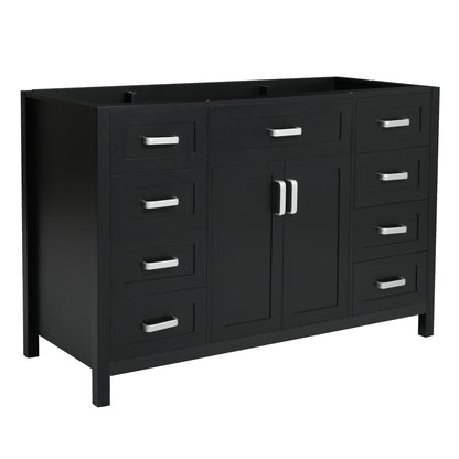 47" Bathroom Vanity without Sink, Cabinet Only, 2 Doors and 8 Drawers, Soft Close System, Classic Design, Black image 10