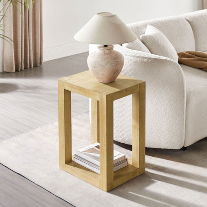 14 Inch Side Table,Rectangular MDF Coffee Table for Living Room,Bedroom,Modern Design End Table for Apartment,Natural Color image 1