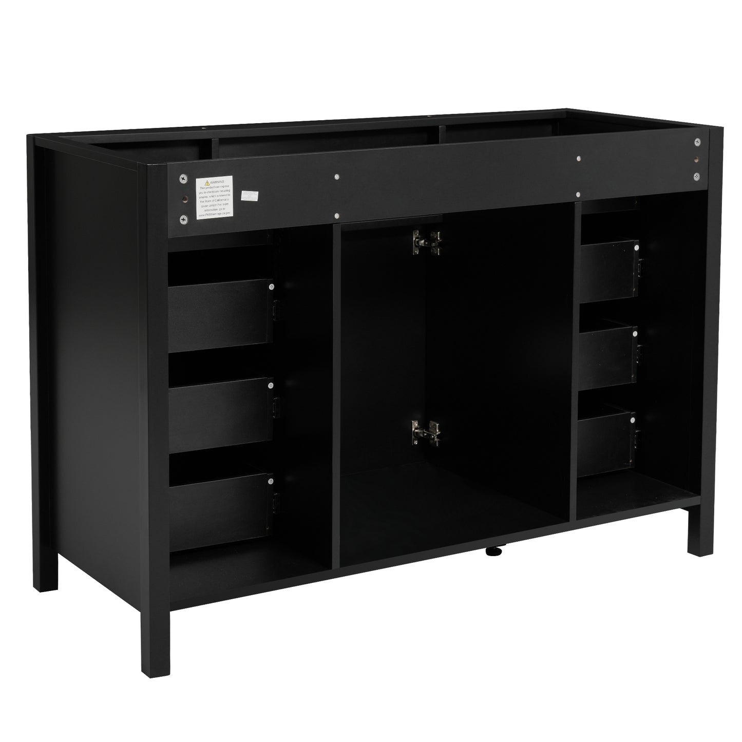 47" Bathroom Vanity without Sink, Cabinet Only, 2 Doors and 8 Drawers, Soft Close System, Classic Design, Black image 11