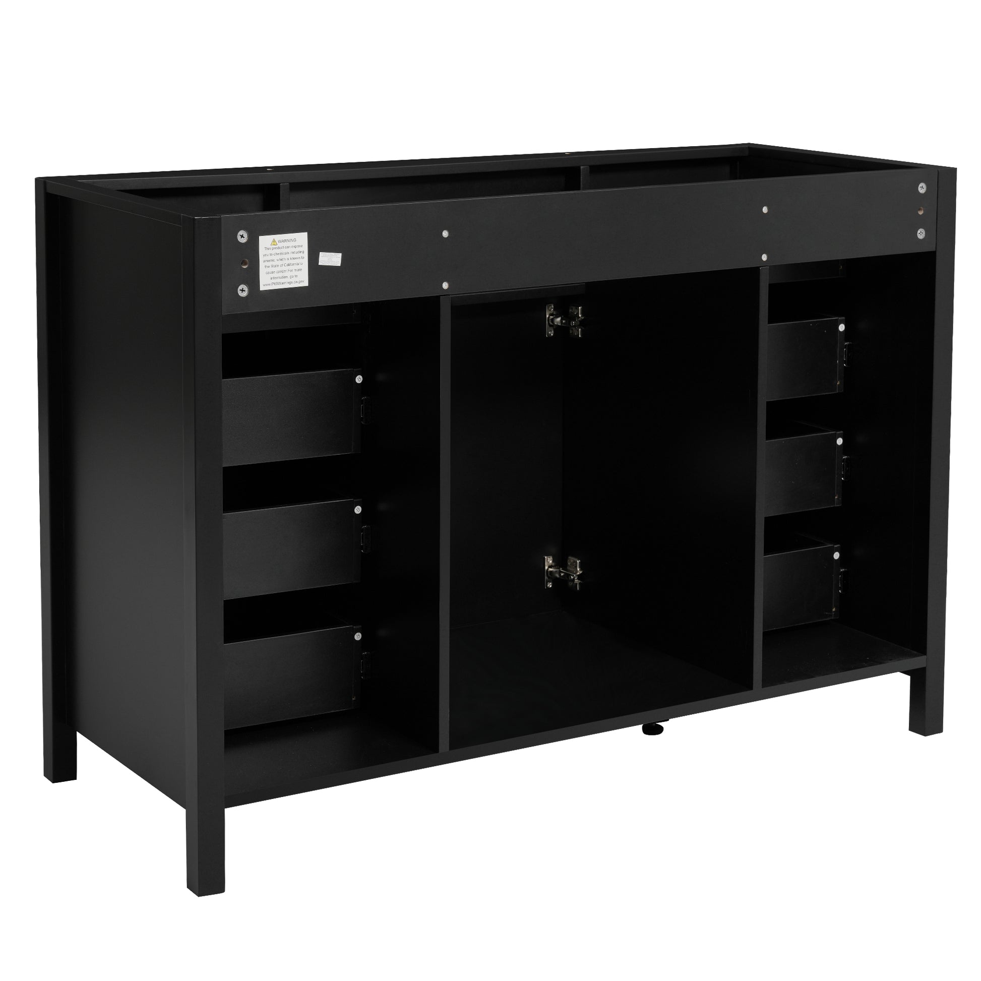 47" Bathroom Vanity without Sink, Cabinet Only, 2 Doors and 8 Drawers, Soft Close System, Classic Design, Black image 11