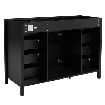 47" Bathroom Vanity without Sink, Cabinet Only, 2 Doors and 8 Drawers, Soft Close System, Classic Design, Black image 11
