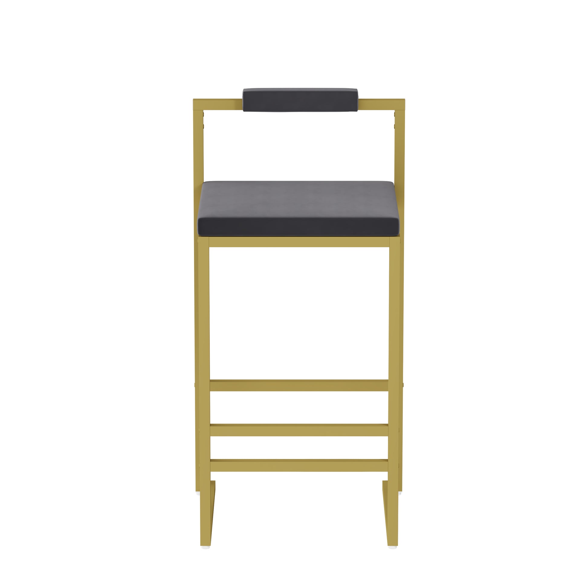 Set of 2 Bar Stools with Backrest & Footrest Counter Height Velvet Upholstered Dining Chairs for Kitchen Island (Gold & Gray) image 10
