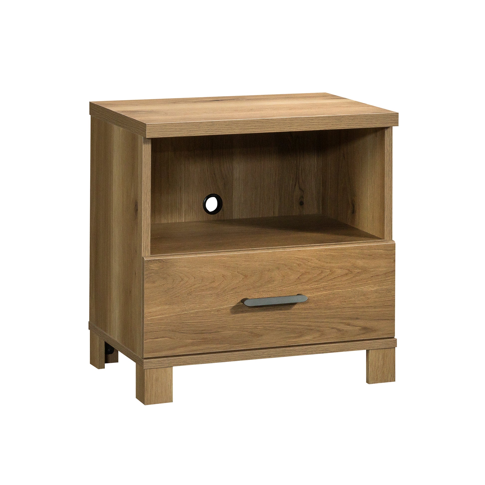 Country Nightstand with 1 Drawer and Open Shelf, Brown finish image 1