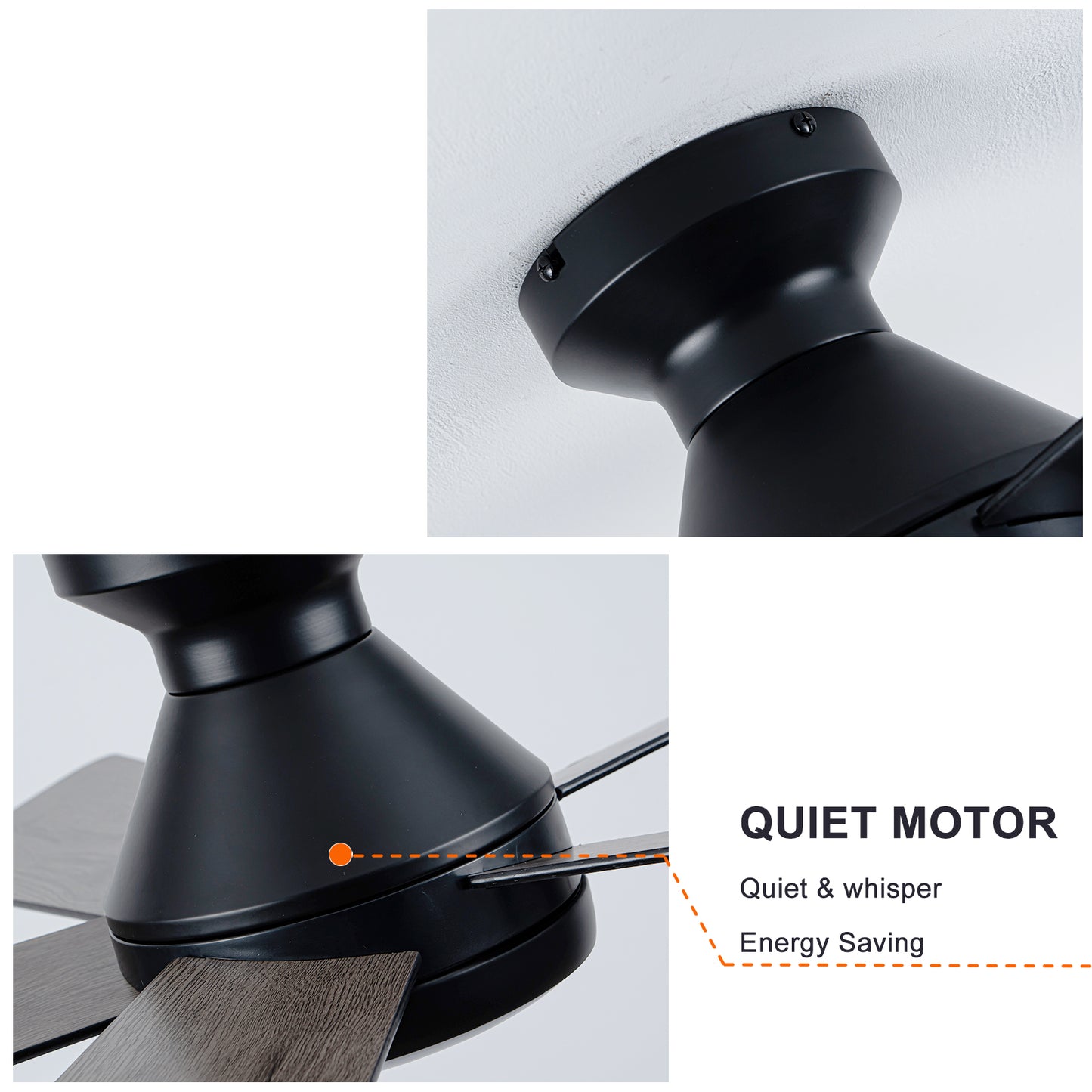 Ceiling Fans with Lights, 52 inch Low Profile Ceiling fan with Light and Remote Control, Flush Mount, Reversible, 3CCT, Dimmable, Noiseless, Black Ceiling Fan for Bedroom, Indoor/Outdoor Use image 12