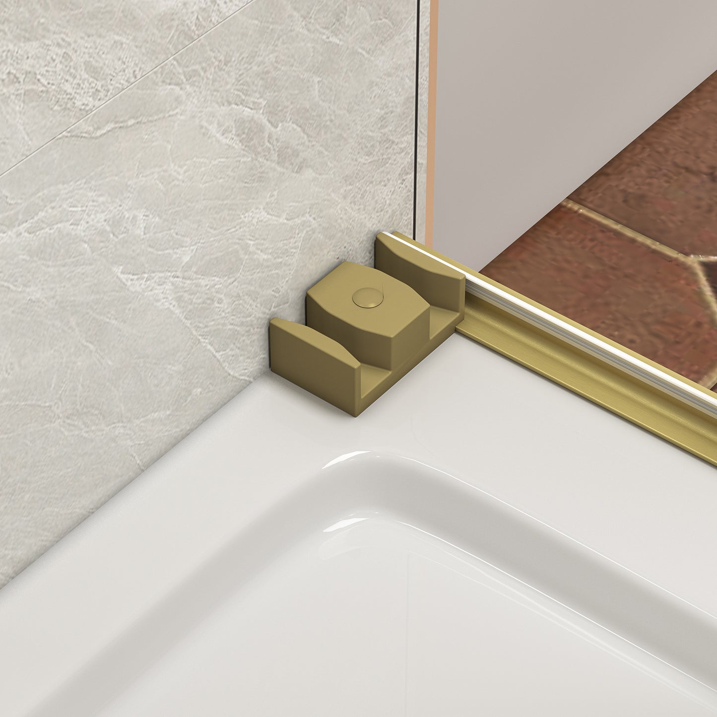 55"-60" W x 76" H Brushed Gold Reversible Installation Double Bypass Sliding Shower Door Easy Installation Frameless Shower Door,5/16"(8MM) Tempered Glass With Nano Explosion-proof Film image 6