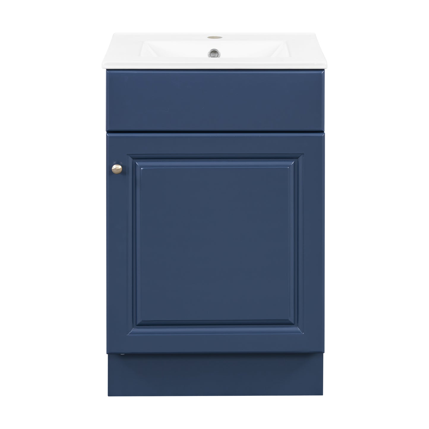 [Video] 20" Bathroom Vanity with Sink, Vanity Cabinet with Door Shelf and Adjustable Shelf, Blue image 3