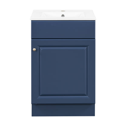 [Video] 20" Bathroom Vanity with Sink, Vanity Cabinet with Door Shelf and Adjustable Shelf, Blue image 3