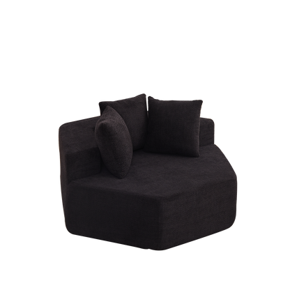 54-inch Modern-style hexagonal single lounge chair, featuring versatile arrangements and a modular design; this chenille-upholstered sofa is ideal for lounges, game rooms, living rooms, and bedrooms. image 9