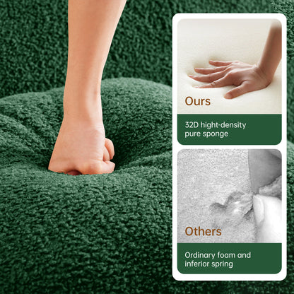 Soft Teddy Fabric Boneless Sofa,Anti-Slip Design,Assembly Chaise Lounge Curved Armrests Ergonomic Support 32D High Density Sponge,For Living Rooms Bedrooms,Green image 8