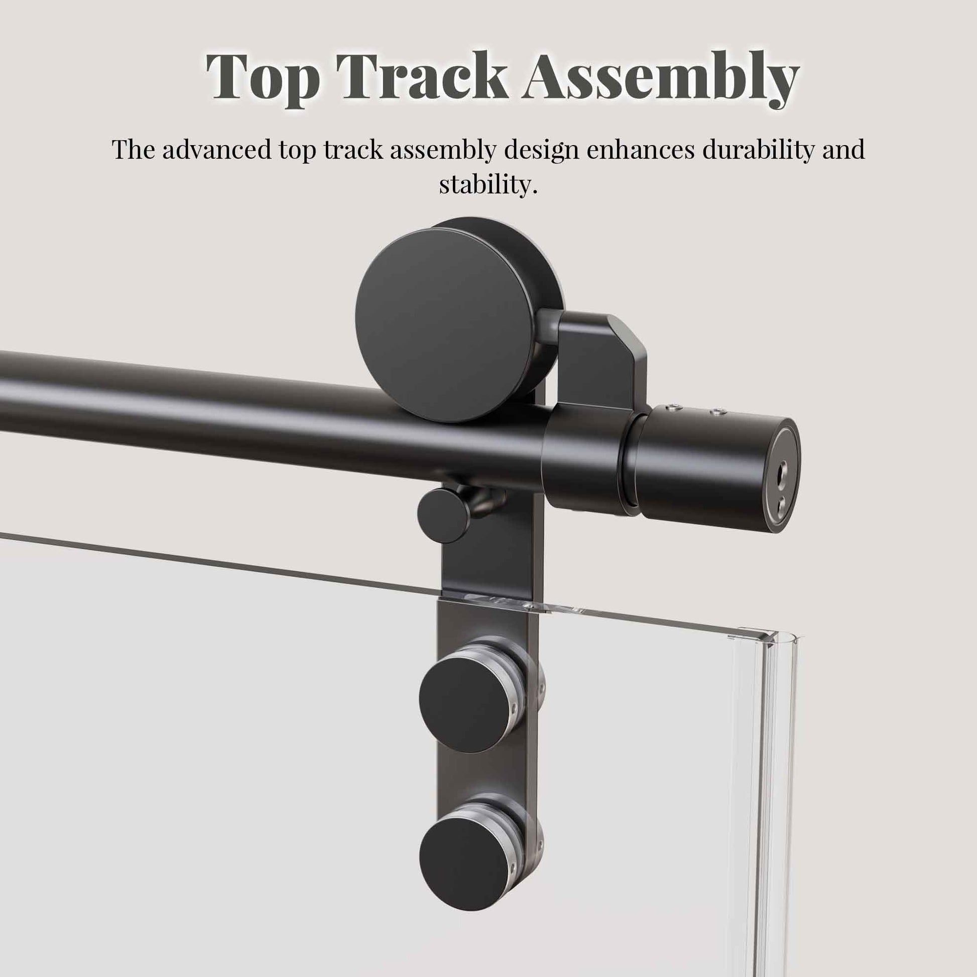 56-60" W * 76" H Frameless Single Sliding Shower Doors Without Soft-Close, Bathroom Sliding Shower Door With Towel Rail And Auxiliary Handle, 5/16" (8mm) Thick SGCC Tempered Glass Door, Matte Black image 2
