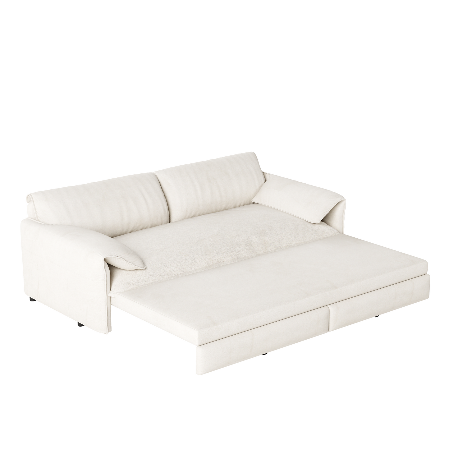 66" Queen Pull Out Sofa Bed, 3-in-1 Convertible Sleeper Sofa with Side Storage,Multi-Functional Velvet Loveseat Bed for Living Room(Old Sku:W1885S00043/W1885S00113/W1885S00186/W1885S00221) image 12