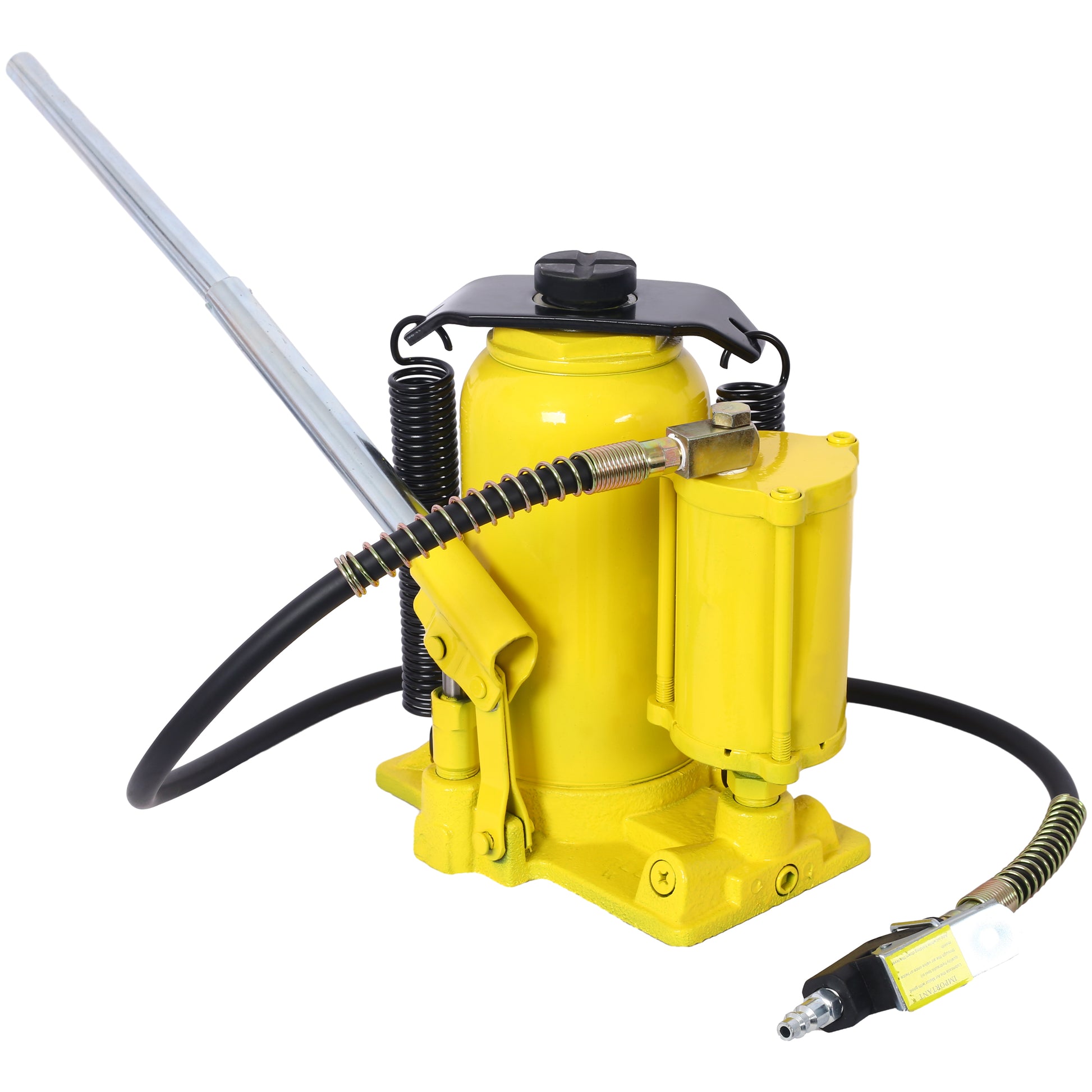 Air Hydraulic Bottle Jack, 20 Ton/44029 LBS All Welded Bottle Jack, 10.2-19.7 inch Lifting Range, Manual Handle and Air Pump, for Car, Pickup, Truck, RV, Auto Repair, Industrial Engineering,Yellow image 6