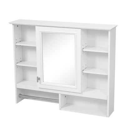 35 inch Wall-Mount 2-in-1 Mirror Cabinet with Adjustable Shelves, Soft-Closing Hinges, Open Shelves, for Bathroom Vanity, Living Room, Bedroom Storage Organizer image 12