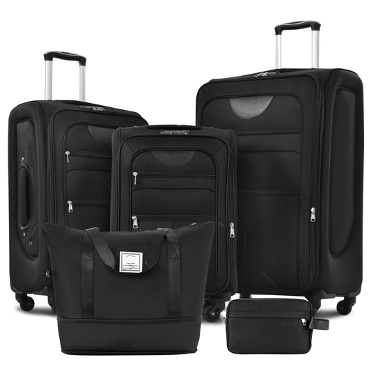 Softside Luggage Expandable 3 Piece Set Suitcase with Duffel Bag Upright Spinner Softshell Lightweight Luggage Travel Set-22/26/30 IN image 1