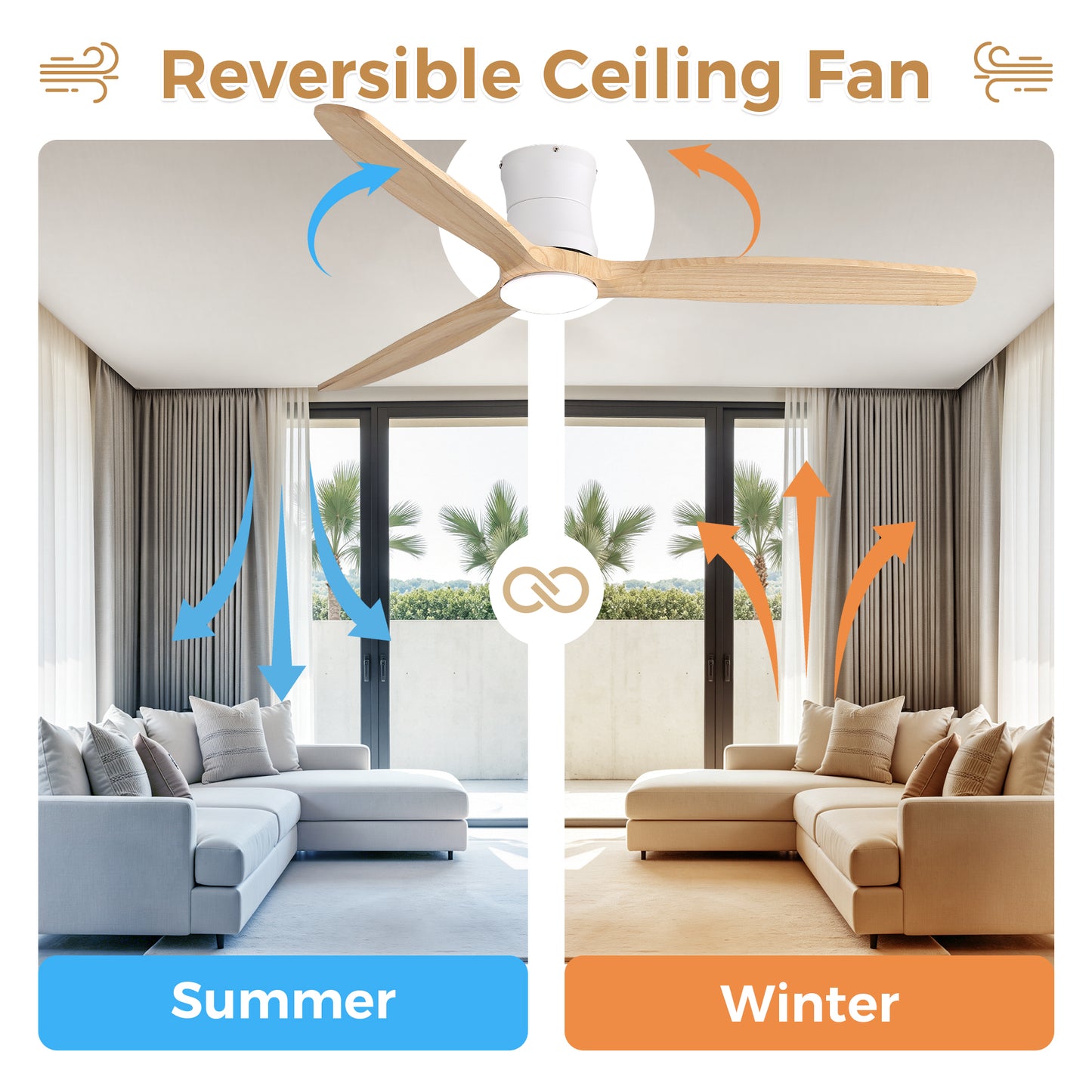 52-inch ceiling fan with light, DC reversible motor, timer (1/4/8 hours),Light with memory function image 5