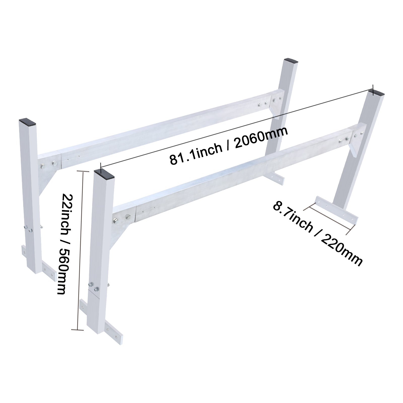 Van Roof Ladder Rack, 2 Bars Aluminum Alloy Roof Ladder Racks, 400 LBS Capacity Rain-Gutter Van Roof Rack, Adjustable Length 51.2" to 81.1", Van Ladder Rack for Van, Cargo, Trailer image 2
