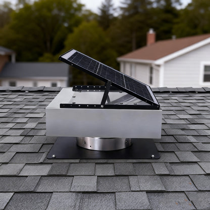 12" Stainless Steel Solar Roof Vent Fan,40W Tilt Adjustable Solar Panel,Dual Power 3-Speed Remote Attic Fan,1200 CFM,MPPT Controller Solar Ventilator for Attic,Garage,Greenhouse,Warehouse image 2