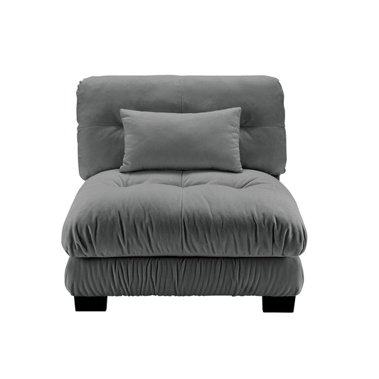 27 inch armless sofa gray chenille modular with pillow front view