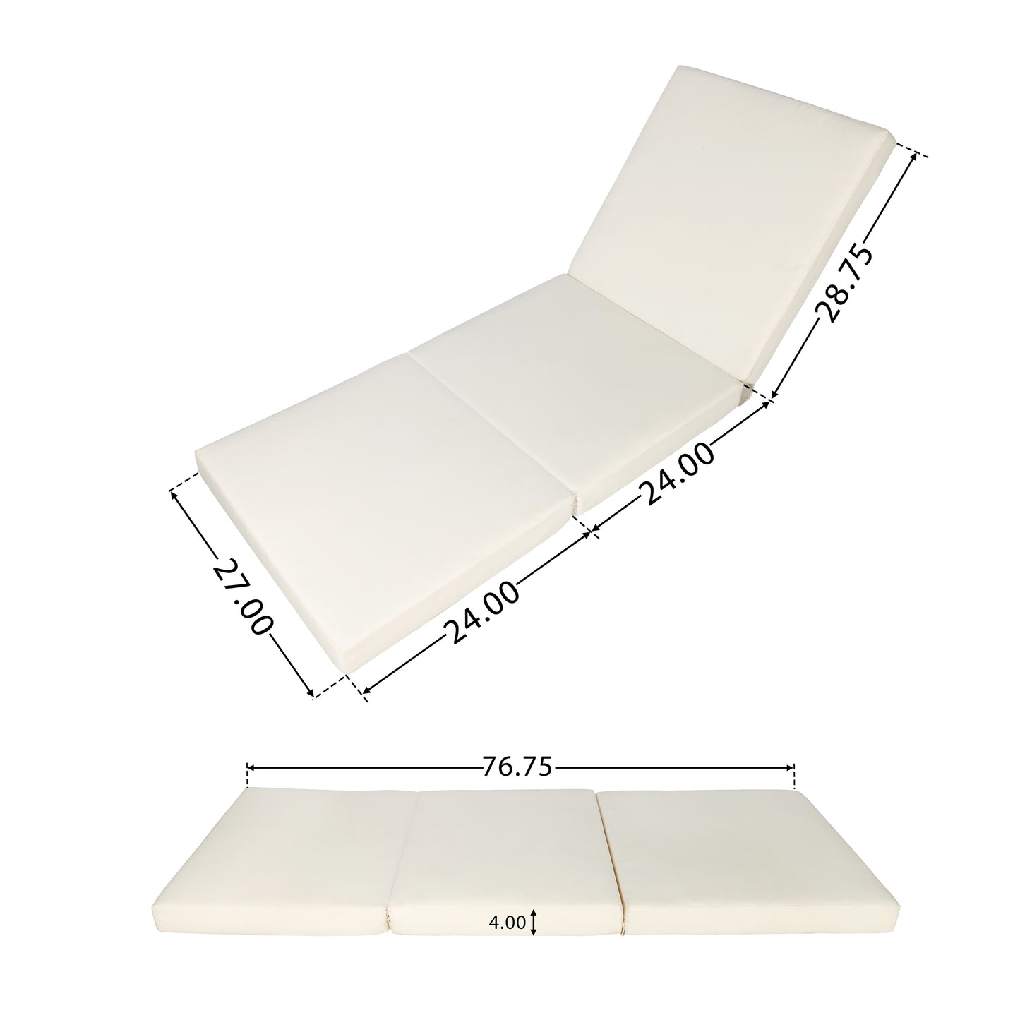 Lounge Chaise Set, Space Available On One Side, Acacia Solid Wood In light brown With Lounge Cushion (Cream & Triple Fold) – Matching Dark Grey Version Available image 3