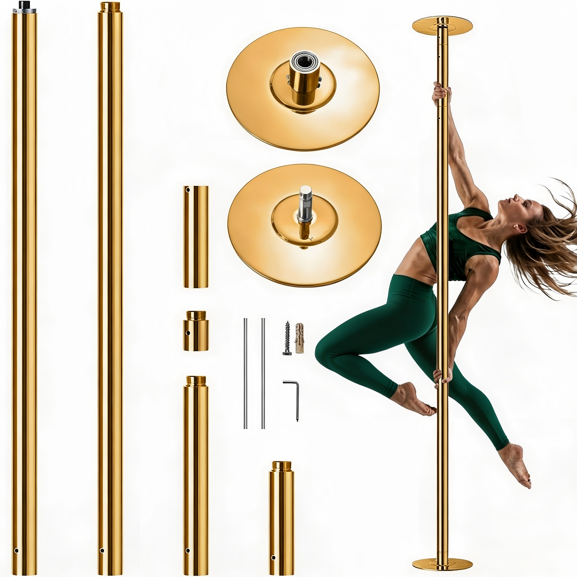 Height adjustable dance pole kit for home studio gym stage