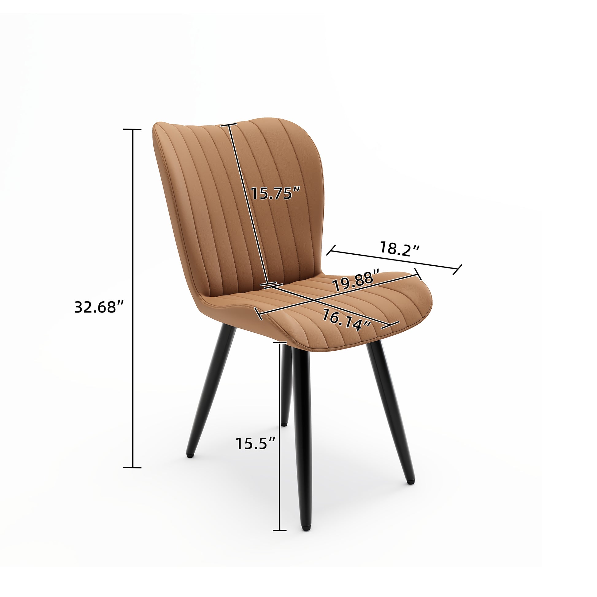 Set of 4 Modern PU Leather Dining Chairs with Thick Cushions & Metal Legs, Armless Faux Leather Side Chairs for Kitchen, Dining Room image 3