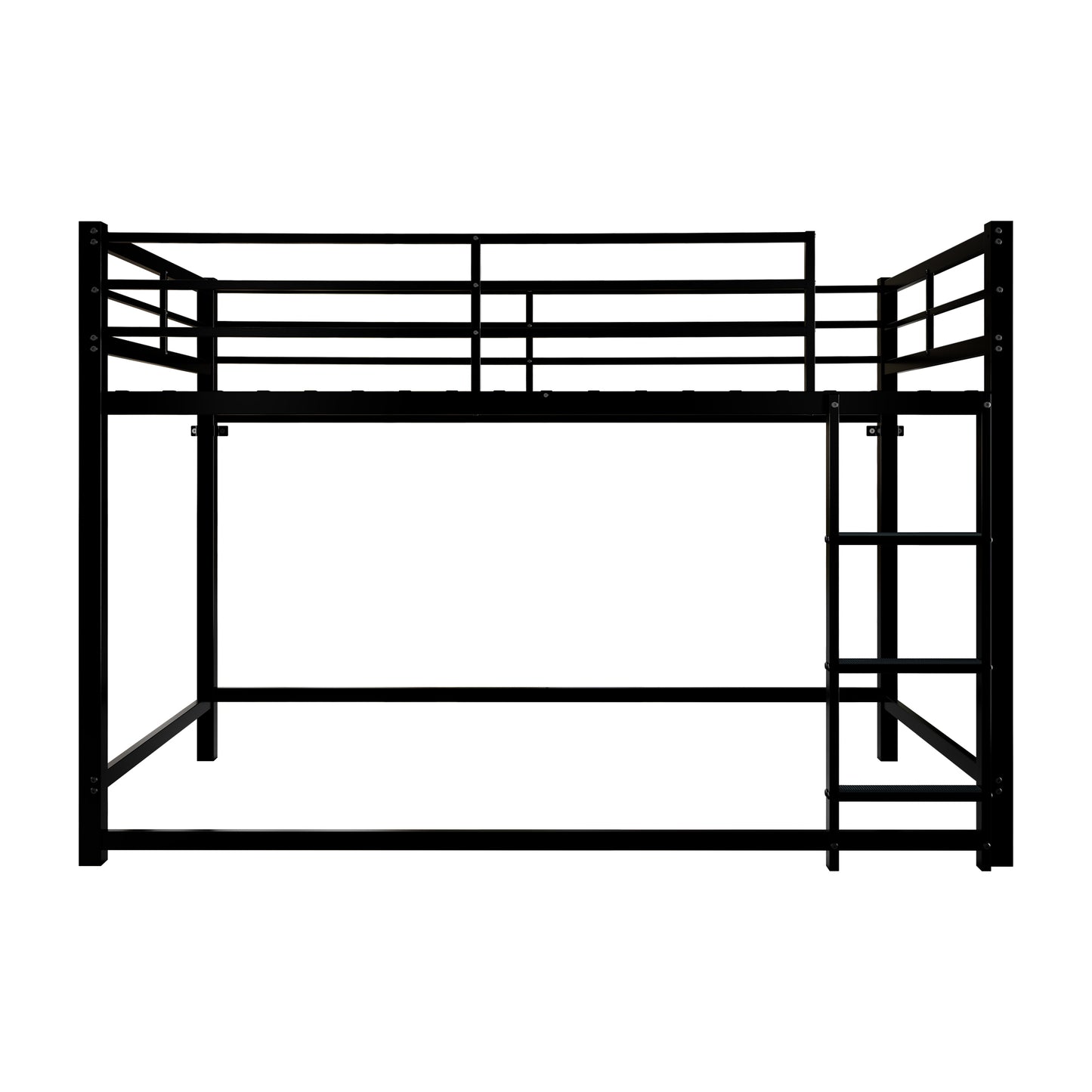 Bunk Bed with Ladder and high Guardrail Metal Bunk Bed, Storage Space, Noise Free,Twin Over Twin Size,BLACK image 6