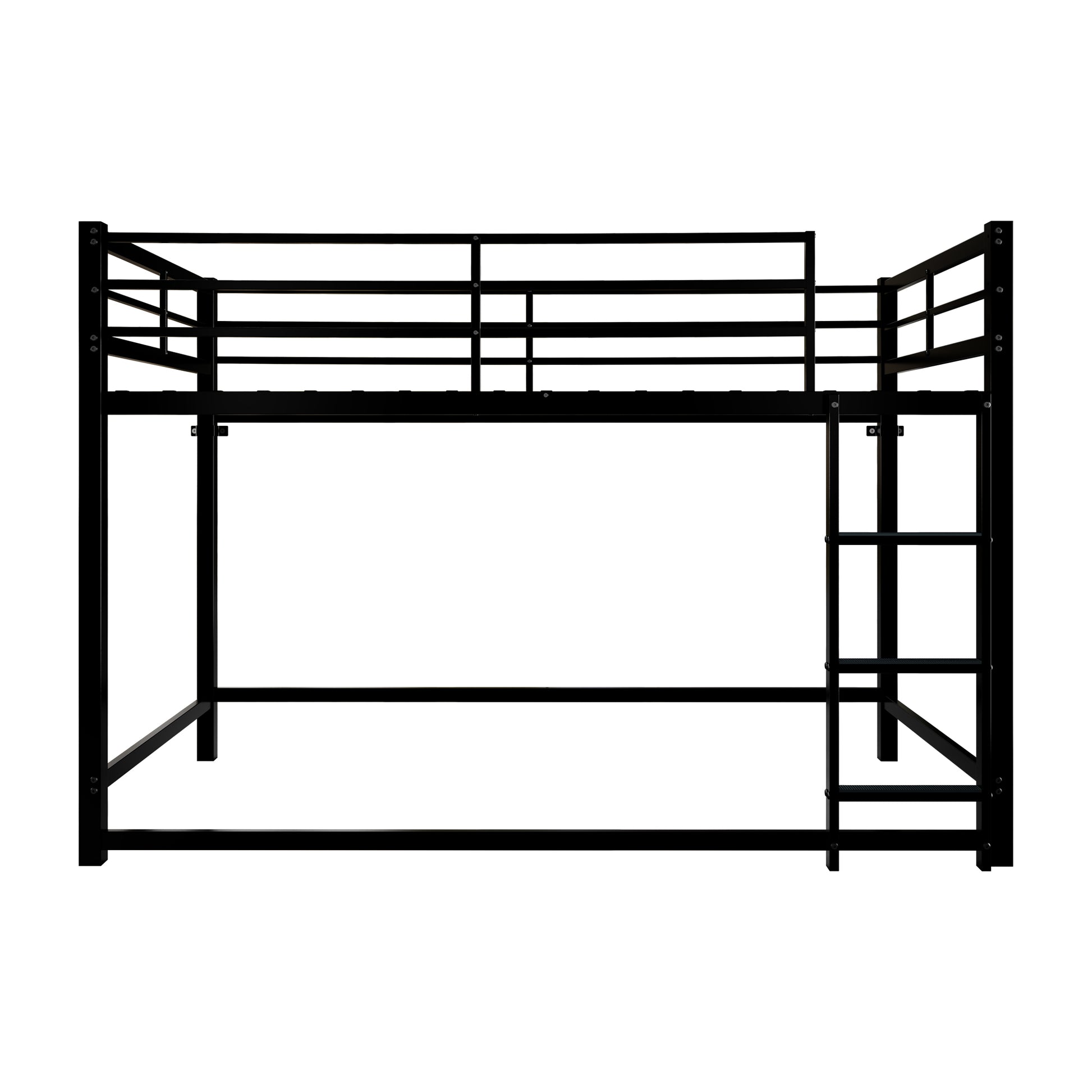 Bunk Bed with Ladder and high Guardrail Metal Bunk Bed, Storage Space, Noise Free,Twin Over Twin Size,BLACK image 6